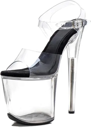 WUXIN H&P Women Stripper Heels Pole Dance Sandal 20CM 8 Inch Platform Fashion Stiletto Clear TPU 8 Inch Ankle-Strap Exotic Custom High Heel Round Toe Sexy model shoes