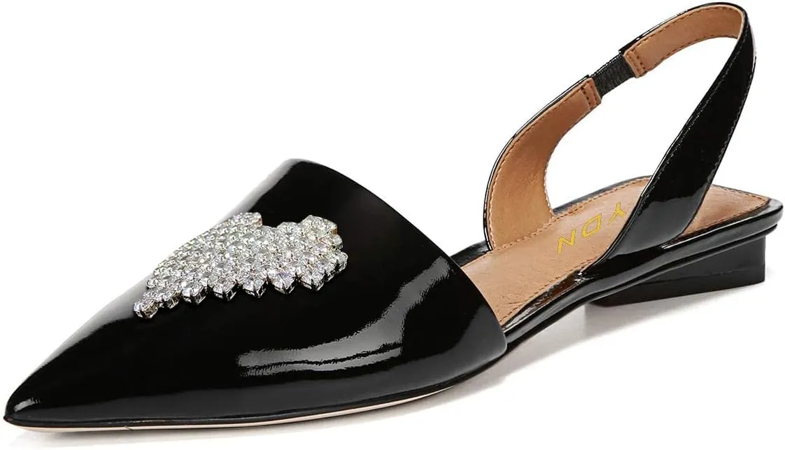 YDN Women Trendy Low Square Heel Slide Flat Sandals Closed Pointed Toe Slingback D'Orsay Slip On Comfort Walking Dress Pumps Size 4-15 US