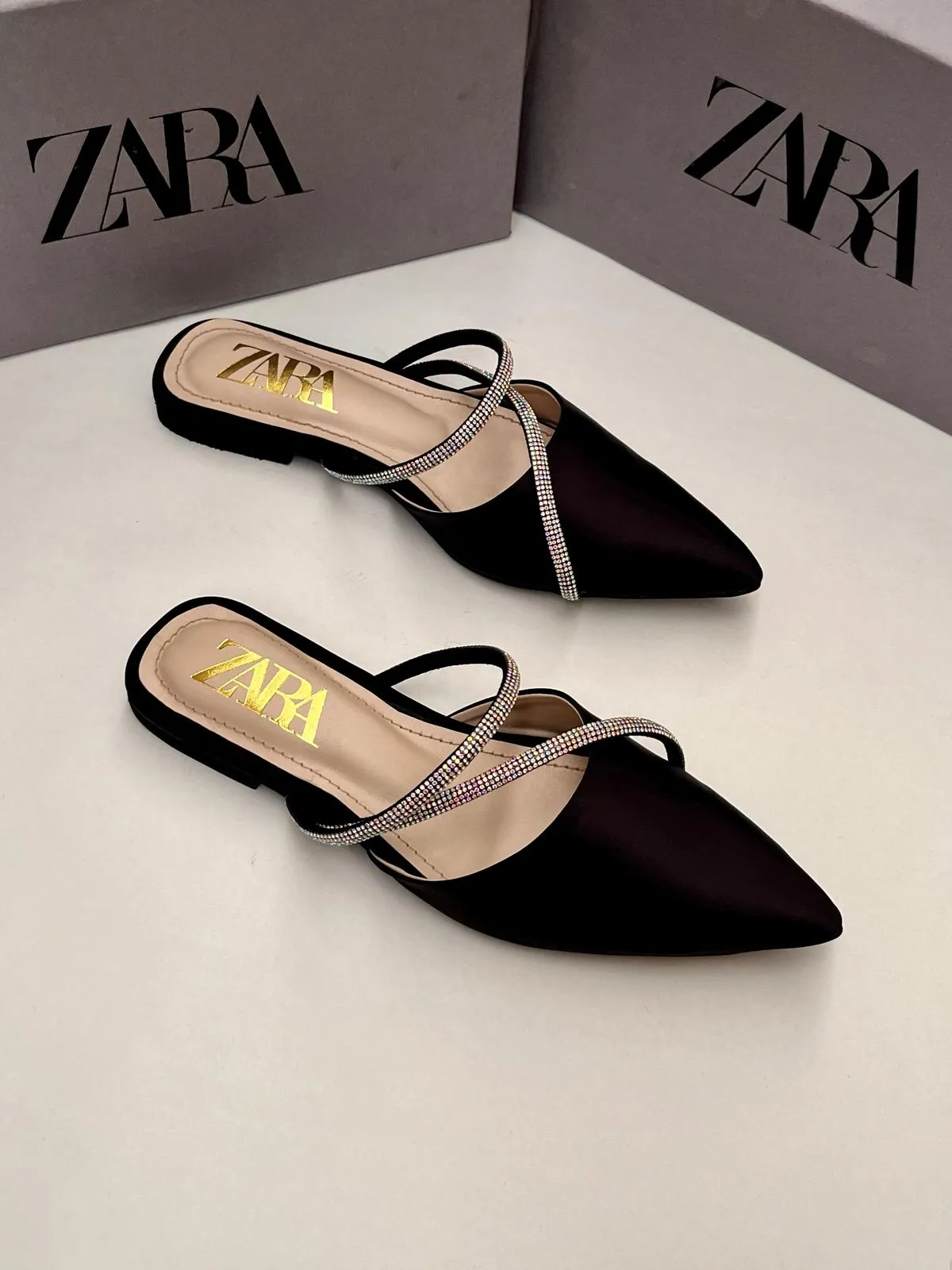 Zara Rhinestone Strap Mule