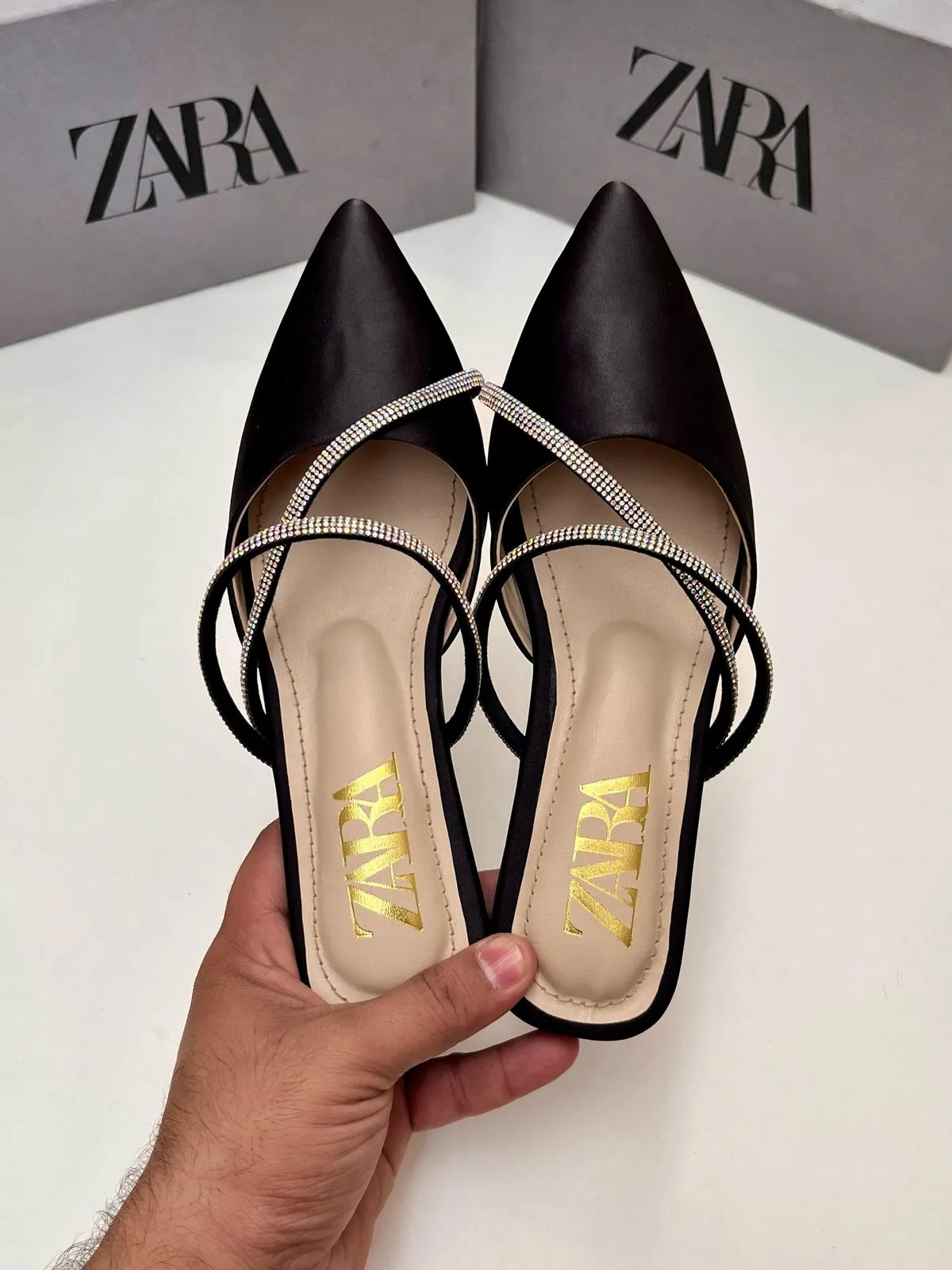 Zara Rhinestone Strap Mule